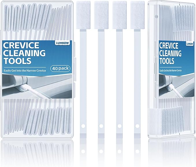 40Pcs Disposable Crevice Cleaning Brushes for Small Spaces, Detail Gaps Scrub Cleaner Brush Set for Toilet Bowl Corner, Household Cleaning Tool Supplies for Window Track, Door Grooves, Vent Fan by Lumkew