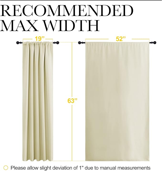 NICETOWN Blackout Curtains for Living Curtains, Room Darkening Curtains & Drapes for Kids Bedroom, Home Decoration Draperies (Beige, 52 in x 63 in (W x L), 2 PCs) - Image 7