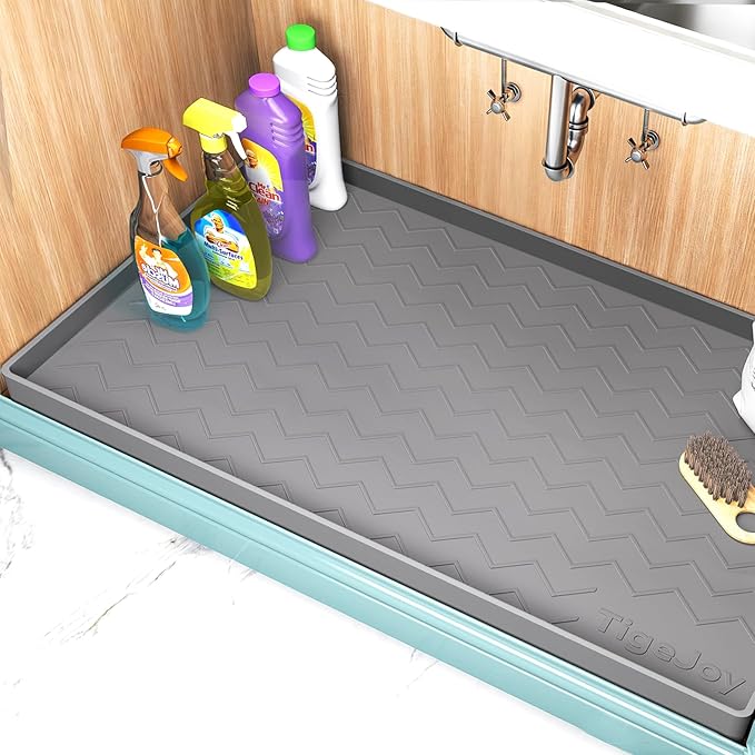 TigeJoy 34" x 22" Under Sink Mats for Kitchen Waterproof, Leak-Proof Silicone Mat Sink Protector and Cabinet Liner, Kitchen Essentials Organizer and Storage, Boot or Shoe Tray, Pet Feeding Mat by TigeJoy