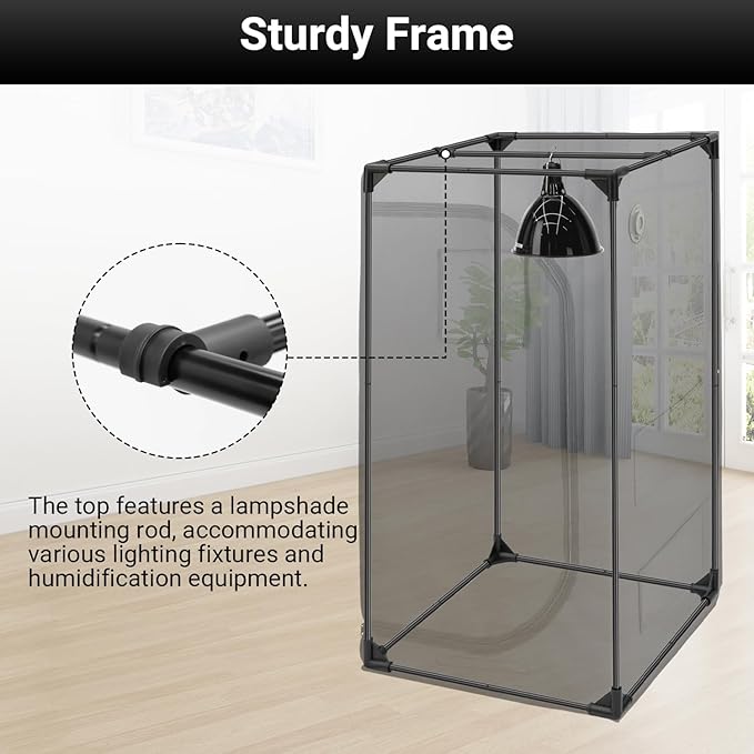 REPTIZOO 120 Gallon Reptile Tent Habitat 24"x24"x48" High Reflective Reptile Terrarium Cage Plant Grow Tent with Ventilation Window and Waterproof Base Tray for Snakes, Lizards, Bearded Dragons - Image 6