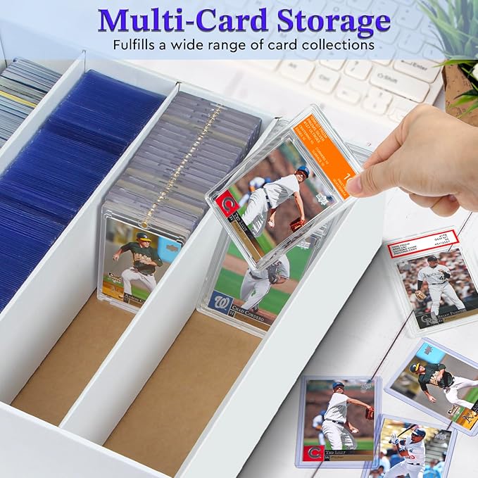 4 Pack Trading Card Storage Box - 5 Rows, Cardboard Storage Box holds 1100+ Top Loaders, Graded Card Holder Organizer Case fits PSA/HGA Slabs - Image 5