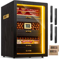 Cigar Humidor, Desktop Humidor Cabinet Triple-Sided Light with Digital Hygrometer, Humidifier and Humidity Packs. 4 Ceder Wood Drawers, Cigar Humidor Box can Hold 200 Cigars,Present for Men by Marvero