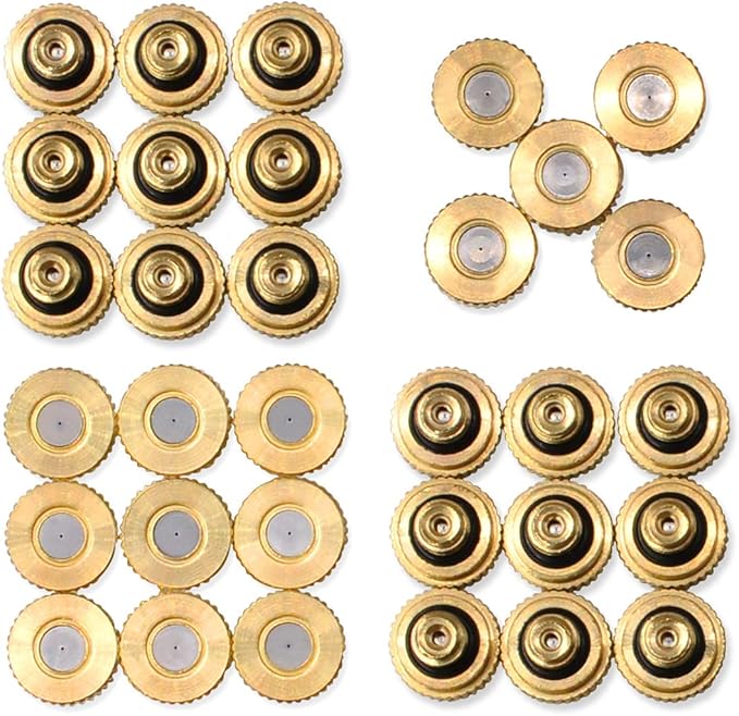 32 Pack- Brass Misting Nozzles For Outdoor Cooling System, 0.012” Orifice (0.3 mm) 10/24 UNC by Aootech
