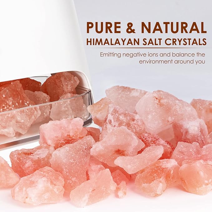 SALKING 2-in-1 Himalayan Salt Lamp & Ultrasonic Essential Oil Diffuser, Aromatherapy Diffuser Cool Mist Humidifier, Original Salt Therapy Lamp, 100% Pure Himalayan Salt, Ambient Glow, 150ml (White) - Image 2
