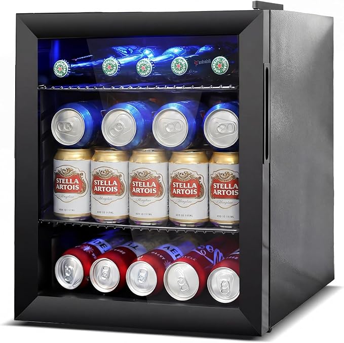 50 Can Mini Beverage Refrigerator - Small Beverage Fridge with Glass Door for Soda Beer Wine – Countertop Drink Cooler for Home, Dorm, Office or Bar, Electronic Temperature Control，1.4cu.ft.Black by Velieta-SpecialistinFridge