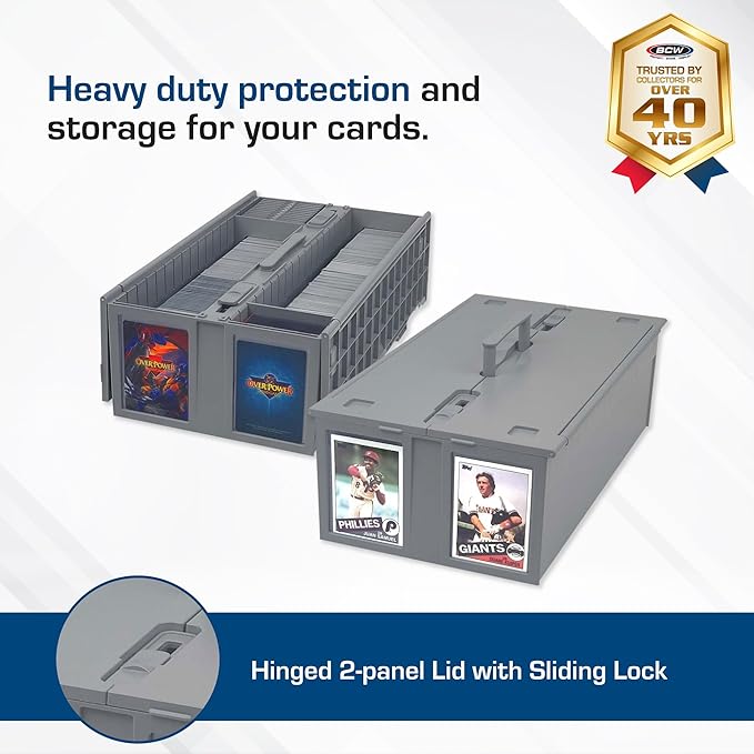 BCW Collectible Card Bin – (Single, Gray) | Holds up to 1600 Cards | Plastic Storage Box for Pokémon, MTG & Sports Cards - Image 2