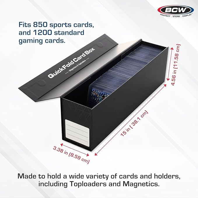 BCW QuickFold® Card Storage Boxes for Magnetics & Toploaders – 6 Pack | Trading Card Holder Box with Magnetic Closure | Easy Fold Assembly for Sports and TCG Cards - Image 3
