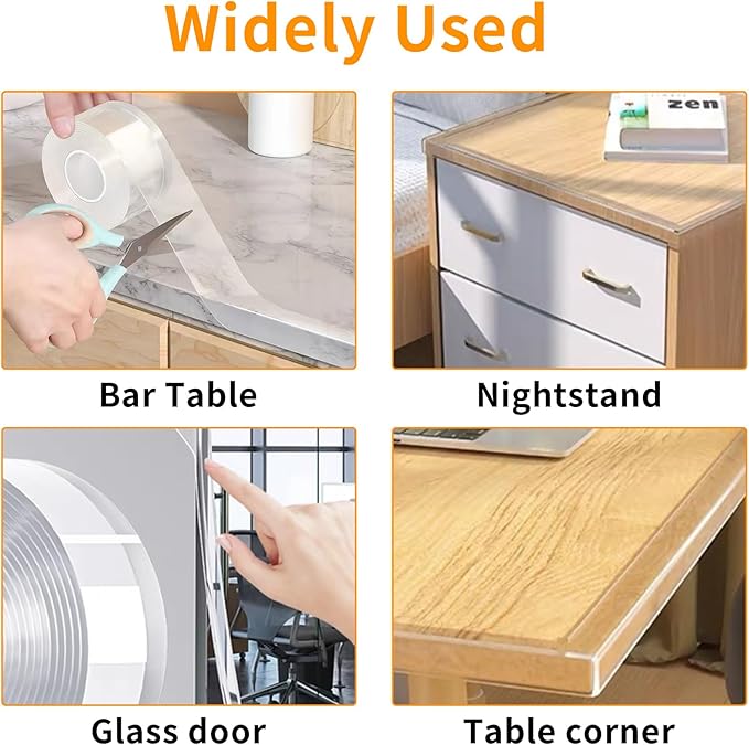Edge Corner Protector Baby Proofing,Soft Clear Furniture Table Corner Guard & Edge Safety Cabinet Door Bumper,Crib Bumpers,Wall Protector(4Ft x 0.8" W x 0.08" Th) - Image 5