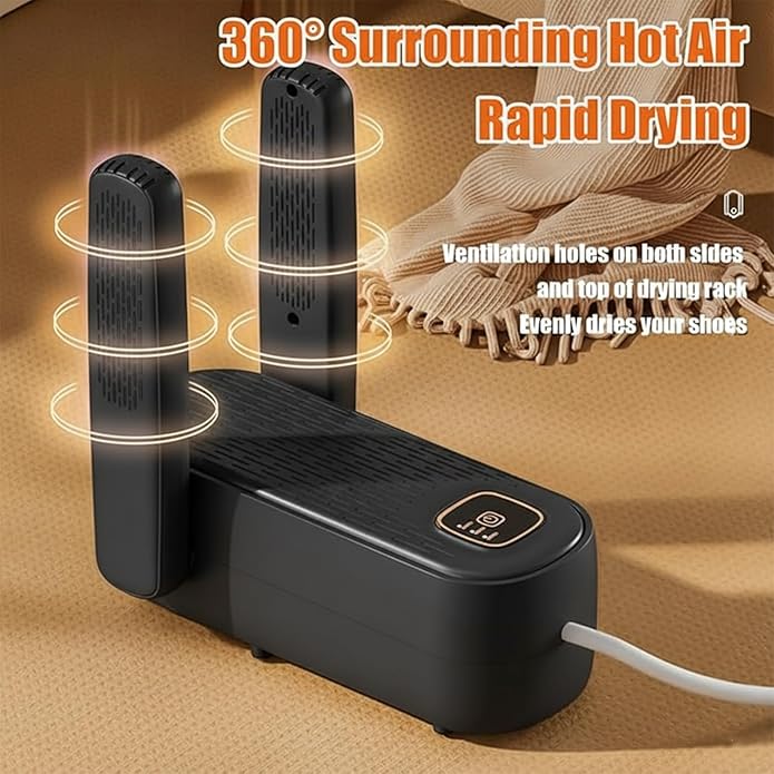 Boot Dryer for Work Boots, Black Portable Boot Dryer, Shoe Dryers for Sneakers with 3 Heat Settings, 360° Rapid Drying, Auto Shut-Off for Men/Women, 110V for Home & Travel Use - Image 5