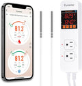 WiFi Temperature Controller with Dual Probes, Smart Digital Thermostat with Two Outlets for Reptile Heat Mat, Greenhouse Seedlings, Homebrew Fermentation, Cooling Fan, Remote App Control by Pymeter
