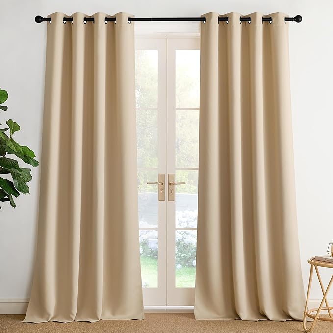 NICETOWN Biscotti Beige Light Blinds - Microfiber Grommet Thermal Insulated Shades for Kid's Room, Yard, Boys Room, Girls Room, Nursery - Lightweight, 1 Pair, W52 x L95 by NICETOWN