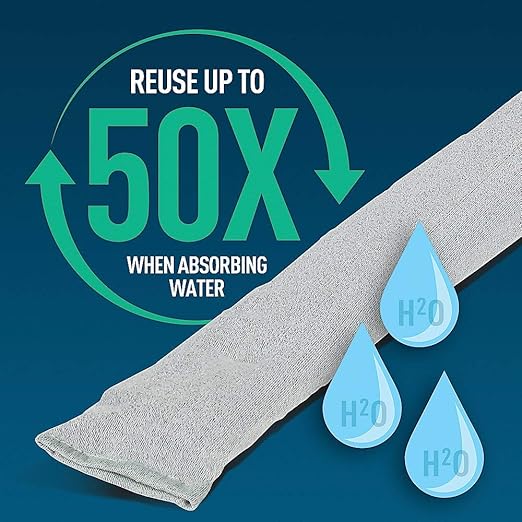 PIG Dryer-Safe Reusable Water Absorbent Sock | 4 Pack | 3" W x 38" L | Absorbs Up to 34 oz per Sock | Gray | PM50673 - Image 3