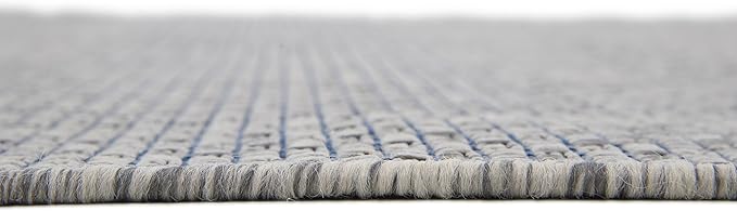 Unique Loom Collection Casual Transitional Solid Heathered Indoor/Outdoor Flatweave Area Rug (6' 1" x 9' Rectangle, Light Gray/Ivory) - Image 10