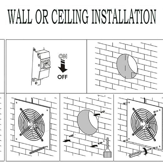 8 inch Exhaust Fan Wall Mounted Garage Ventilation Fan,500CFM Metal Attic Exhaust Fan Basement Extractor Fans with Backdraft Damper for Home Office Commercial Use(78W 110V 、White) - Image 6
