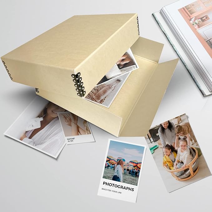 Lineco Museum Archival Storage Box, 9.75x12.75x3 in. Drop Front Design. Acid-Free with Metal Edge. Organize Photos, Pictures, Prints, Documents, Crafts, DIY. Tan, 1 Pack - Image 8