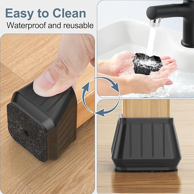 24PCS Square Chair Leg Floor Protectors for Hardwood Floors, Thicken Rubber Chair Leg Cap Covers, Non Slip Furniture Leg Pads to Protect Wood Tile Floors from Scratches and Reduce Noise - Image 6