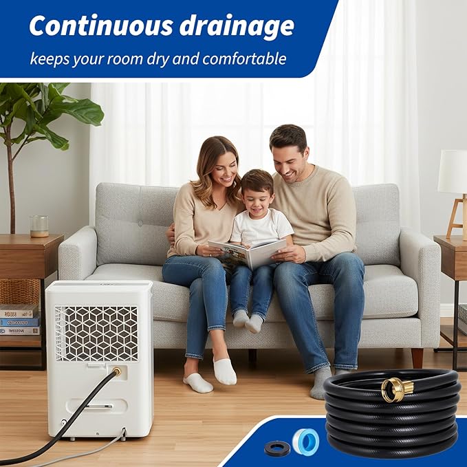 13FT Dehumidifier Drain Hose Compatible with Midea, Drain Hose for Dehumidifier with 3/4 Inch FHT Connector, Rust-Free Brass Fittings for No-Leakage Connection, Kink-Free, Fits for Most Dehumidifiers - Image 7