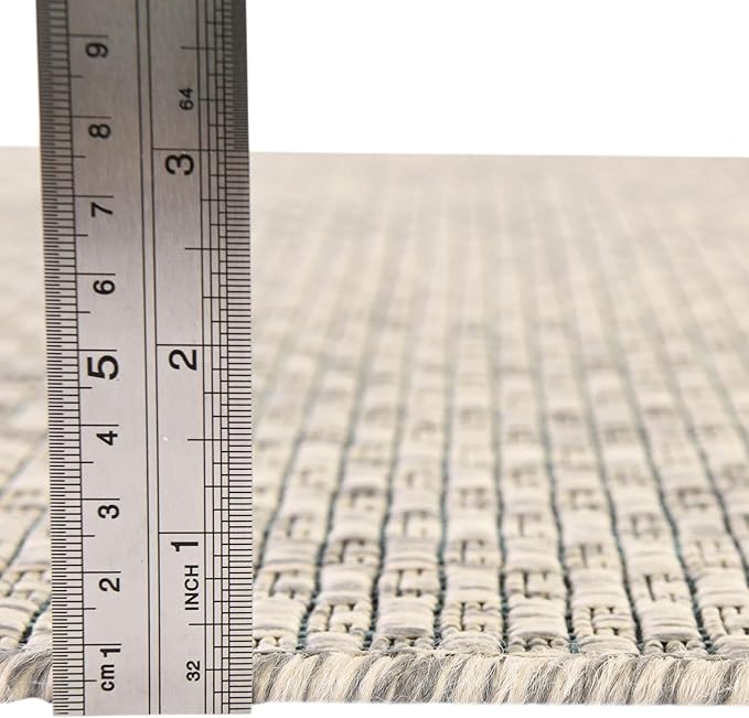 Unique Loom Collection Casual Transitional Solid Heathered Indoor/Outdoor Flatweave Area Rug (10' x 13' Rectangle, Light Gray/Ivory) - Image 3