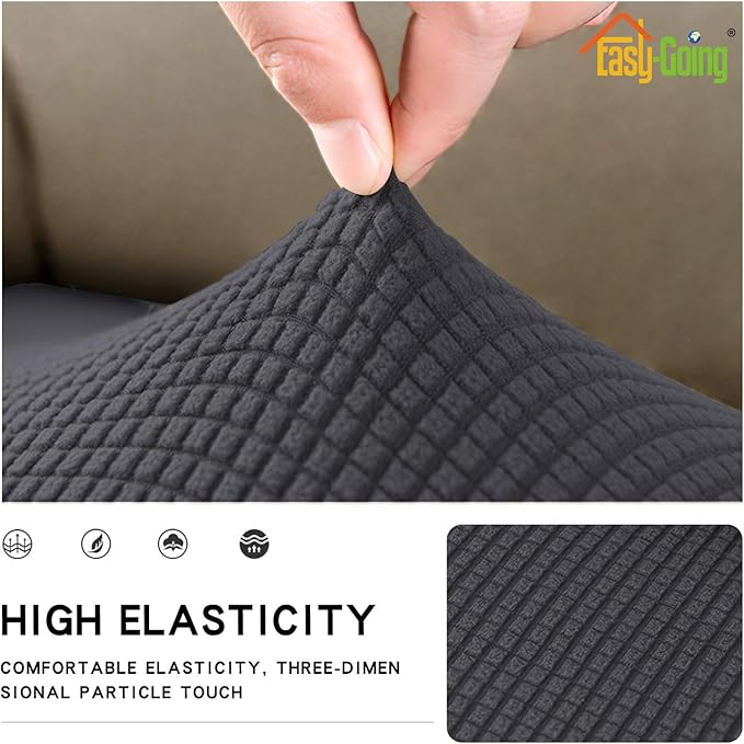 Easy-Going Stretch Loveseat Cushion Cover Sofa Cushion Furniture Protector Sofa Seat Sofa Slipcover Sofa Cover Soft Flexibility with Elastic Bottom(Loveseat Cushion, Dark Gray) - Image 4