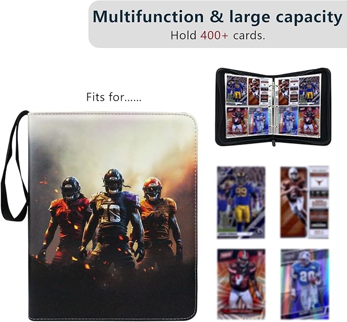 Football Card Binder, 2025 Sports Trading Card with Sleeves Holder Album, 400 Pockets Rugby Card Holder Sheets Display Storage Protectors for Collectors Boys and Girls Gift - Image 3