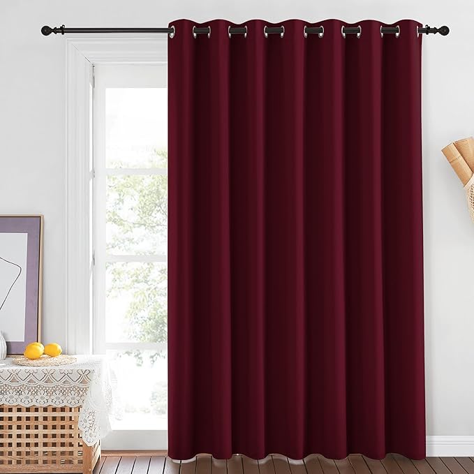 NICETOWN Blackout Room Divider Curtains 84 inch Length, Grommet Energy Saving Thermal Drapes Sound Reducing Window Treatments for Living Room/Bedroom, W100 x L84, 1 Panel, Wine Red - Image 2