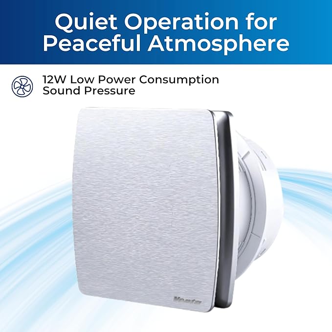 Venta 4 Inch Exhaust Fan – 1.5 Sones, Quiet Wall Mount Bathroom Exhaust Fan – Powerful 56 CFM Airflow, Anti-Backflow, Energy-Efficient - For Kitchen, Garage, Office - Silver - Image 4