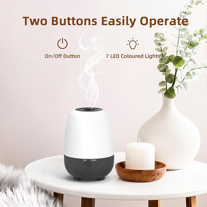 150ML Rechargeable Battery Operated Essential Oil Diffuser, Portable Cordless Aromatherapy Diffuser,7-Hour Runtime with 7 LED Color Changing Lights - Image 5