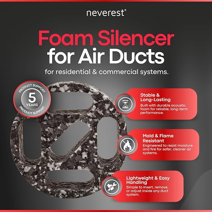 neverest® ESD 6 Inch Inline Duct Silencer – Commercial/Residential HVAC Noise Reduction - Image 2