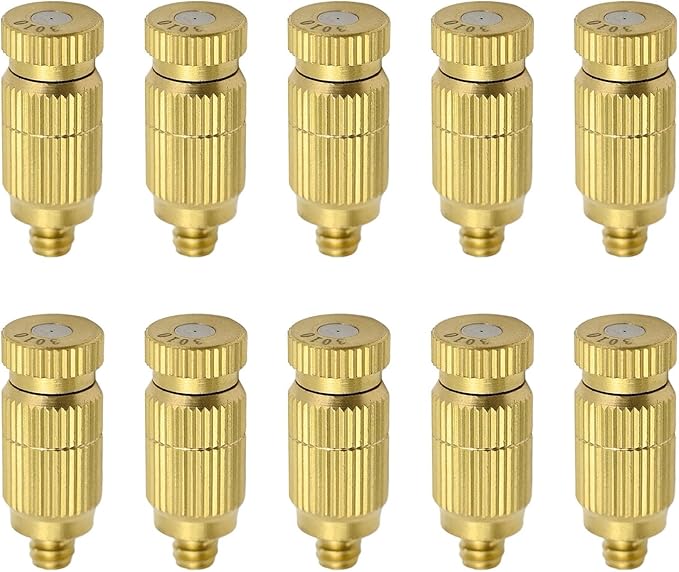 Brass Misting Nozzle, 10 Pack High Pressure Spray 10/24 UNC Anti-drip Fogging Spray Head Misting System Tips for Outdoor Cooling System 0.012" Orifice (0.3 MM) - Image 7