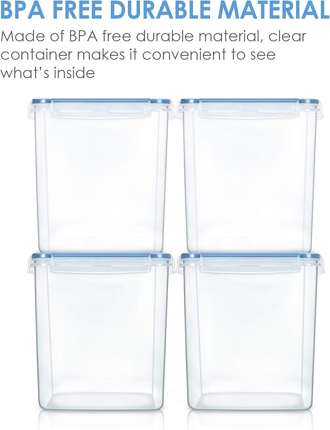 Vtopmart Food Storage Containers 2.5L / 84.5oz, 4 Pieces BPA Free Plastic Airtight Canister for Flour, Sugar, Baking Supplies, with 4 Measuring Cups and 24 Labels, Blue - Image 6