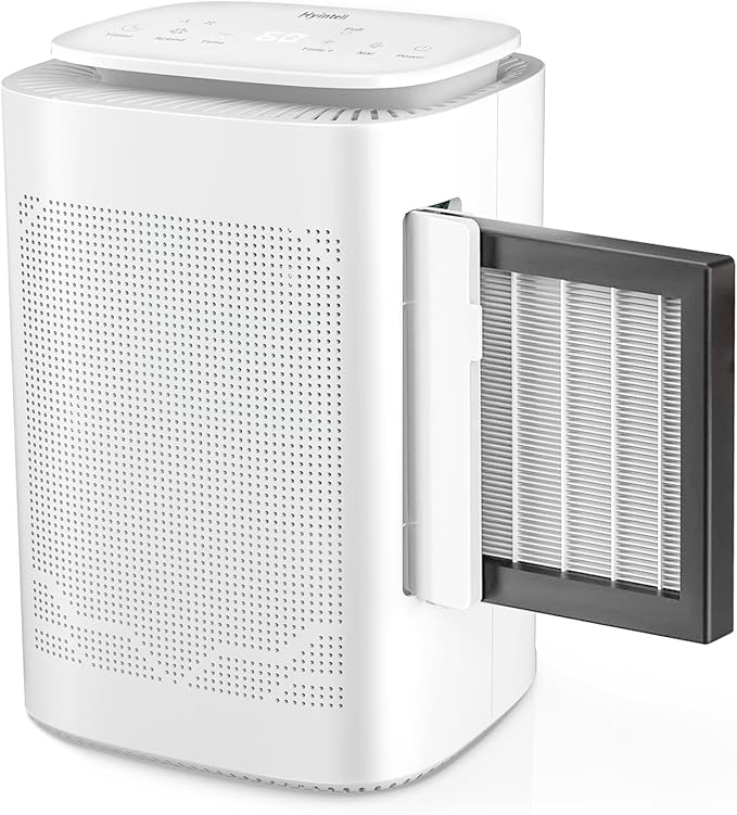 Dehumidifier and Air Purifier Combo HEPA H13 Filter and Negative Air Ion Function,54oz(1600ML) Water Tank with Drain Hose,24hrs Auto-Off Timer,Idea for Bedroom,Bathroom(W) - Image 2