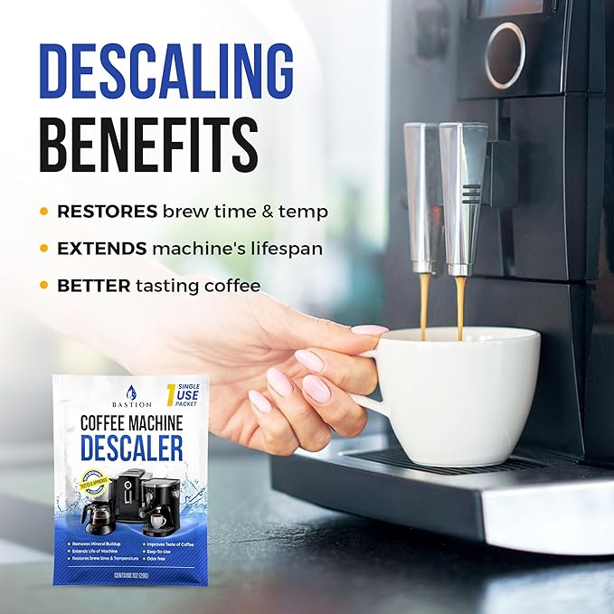 Descaling Powder Solution (6-Uses) Coffee Machine Descaler Cleaner | Compatible with Breville Keurig Nespresso Delonghi Ninja | To Descale Automatic Coffee Pots & Makers & Espresso Machines - Image 4