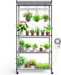 Barrina CX3 Plant Stand with Grow Light, 4-Tier, 3FT 5000K, 108W Full Spectrum Indoor DIY Plant Shelf with Lights, Flower Pot Display Rack, Greenhouse, Wheel, Mechanical Timer, 35.4"x13.8"x70.9" by Barrina