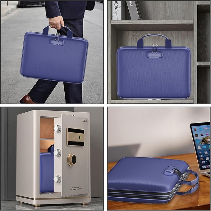Fireproof File Organizer,Fireproof Document Box with Lock,Large 13 Pocket Expanding File Folder,Hard-Shell Portable Safe Storage for Letter/Legal Document,Laptop,Valuables-Bule - Image 7