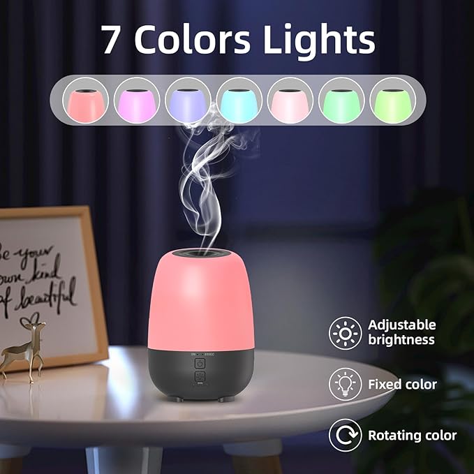 150ML Rechargeable Battery Powered Essential Oil Diffuser, Cordless Portable Aromatherapy Diffuser,7-Hour Run time, 7-Color LED Lights - Image 7