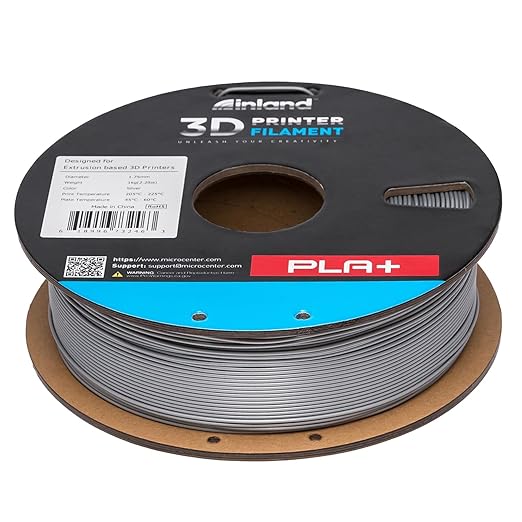 INLAND Micro Center PLA+ 3D Printing Filament 1.75mm - PLA Pro Dimensional Accuracy +/- 0.03 mm - 1kg Cardboard Spool (2.2 lbs) (1 Pack Silver, 1.75mm) - Image 6