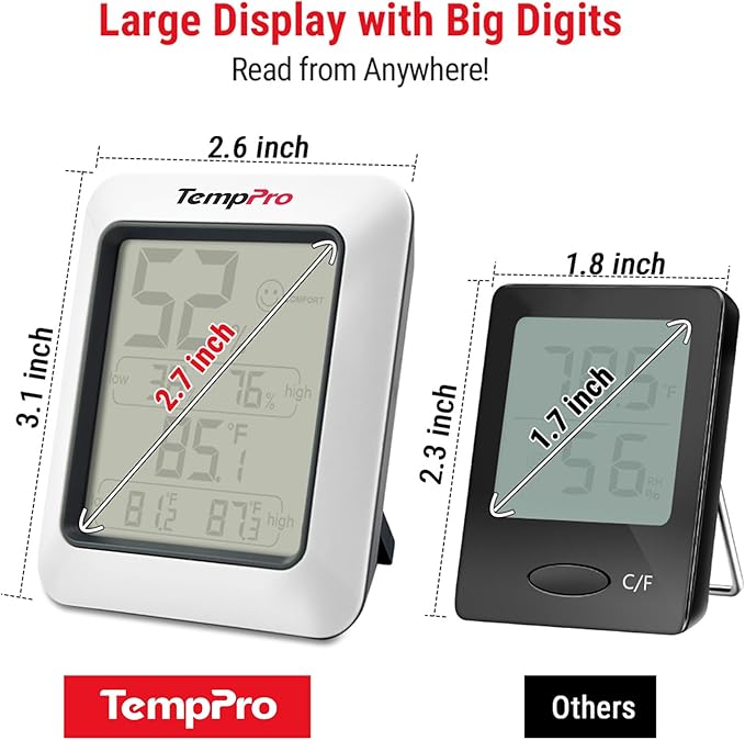 TempPro TP50 3 Pieces Digital Hygrometer Indoor Thermometer Room Thermometer and Humidity Gauge with Temperature Humidity Monitor (Previously ThermoPro) - Image 7