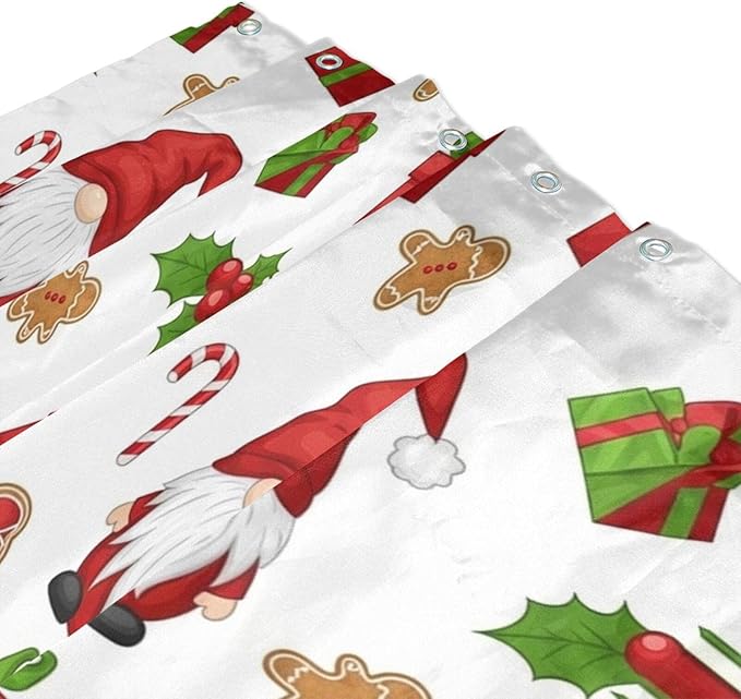 Christmas Gnome Santa White Shower Curtain Liner 72×72 inch for Bathroom Curtain Anti Mold Shower Curtain with Hooks Shower Accessories - Image 3