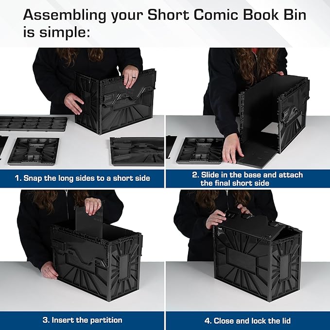 BCW Comic Bin, Black - Holds 150 Comics, Acid Free Storage and Organizer, Heavy Duty Plastic, Stackable, Includes Partition - Image 4