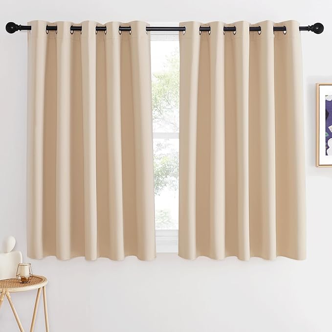 NICETOWN Bedroom Blackout Window Curtain 54 inches Length - Window Treatment Thermal Insulated Solid Grommet Room Darkening Drape for Bedroom (Biscotti Beige, 1 Panel, W66 x L54) by NICETOWN
