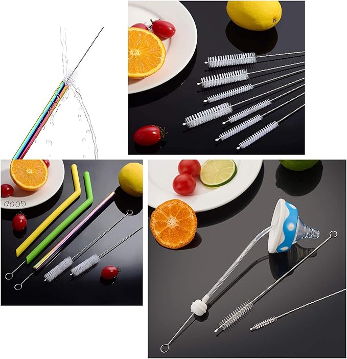 Long Straw Brush, Nylon Pipe Tube Cleaner 8-ihch 10 Different Diameters Set of 10 - Image 2