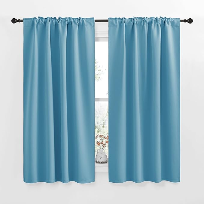 NICETOWN Blackout Window Curtains for Camper - (Teal Blue Color) 34x48 Inch, 2 Panels Set, Thermal Insulated Room Darkening Blackout Drapes/Draperies with Rod Pocket & Back Tab for Loft - Image 2