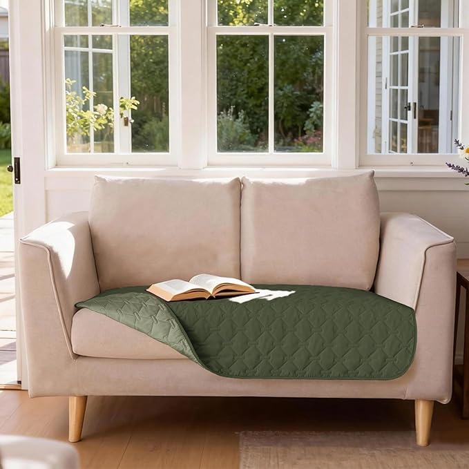 gogobunny 100% Double Sided Waterproof Dog Blanket Soft Pet Bed Cover Reversible Protect Furniture Couch Sofa Car for Puppy Large Dog Cat (Dark Olive/Light Olive, 32x53 Inch (Pack of 1)) - Image 4