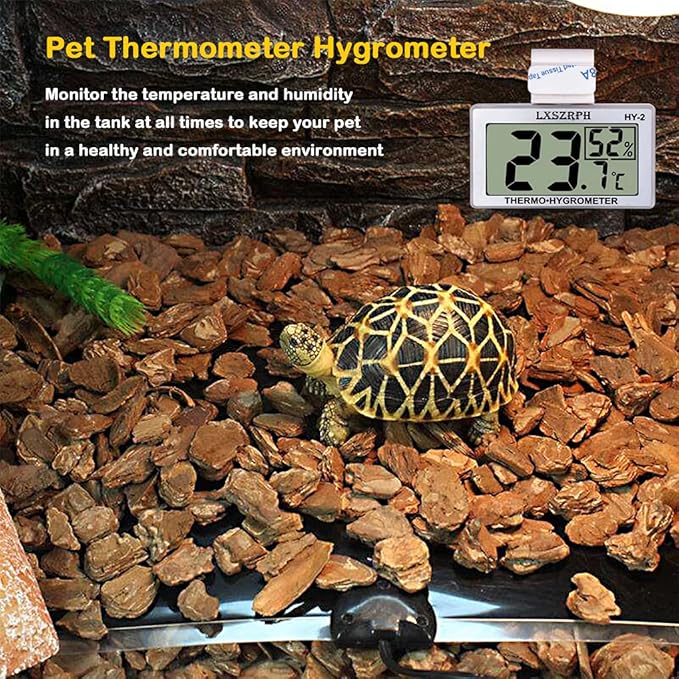 Reptile Hygrometer Thermometer, Digital Amphibian Hygrometer Thermometer with Hook Temperature Humidity Meter Gauge for Reptile Tanks, Terrariums, Vivarium, LCD Display 1pack - Image 3