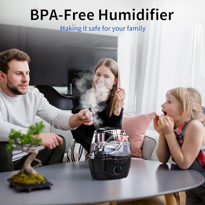 Humidifiers for Bedroom and Large Room, 2.2L Cool Mist Humidifier for Baby, 30 Hours with Whisper-Quiet Operation, Adjustable 360° Rotation Nozzle, Night Light Function, BPA Free - Image 6