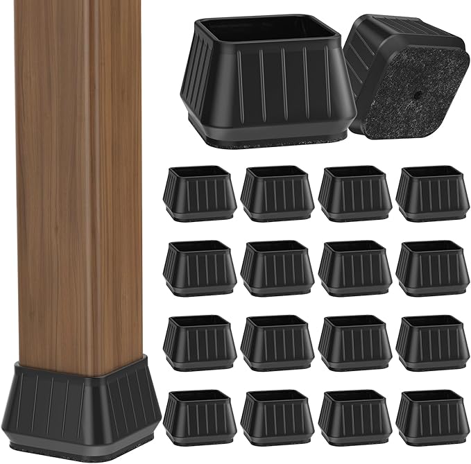 24PCS Square Chair Leg Floor Protectors for Hardwood Floors, Thicken Rubber Chair Leg Cap Covers, Non Slip Furniture Leg Pads to Protect Wood Tile Floors from Scratches and Reduce Noise by Violibar