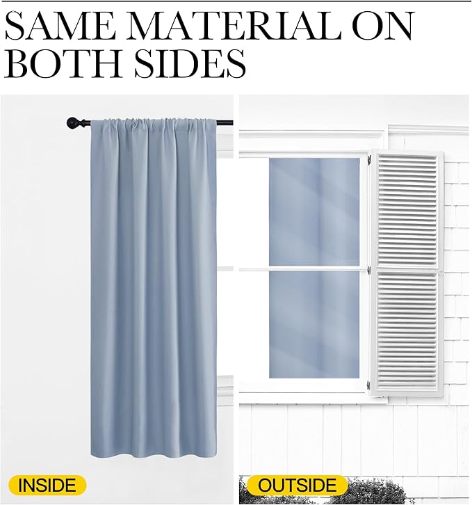 NICETOWN Window Curtains Blackout Drapes, Vintage Blue, 1 Pair, 52 by 84-Inch, Thermal Insulated Solid Rod Pocket Blackout Curtains/Draperies for Living Room - Image 5