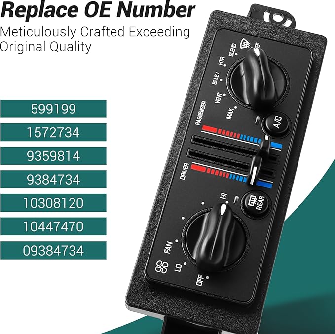 599-199 AC Climate Control Module Compatible with 2000-2005 Buick Century 3.1L/2000-2004 Buick Regal 3.8L Air Temperature Control Panel, A/C Heater Conditioning Switch Unit OEM: 10308120 10447470 - Image 3