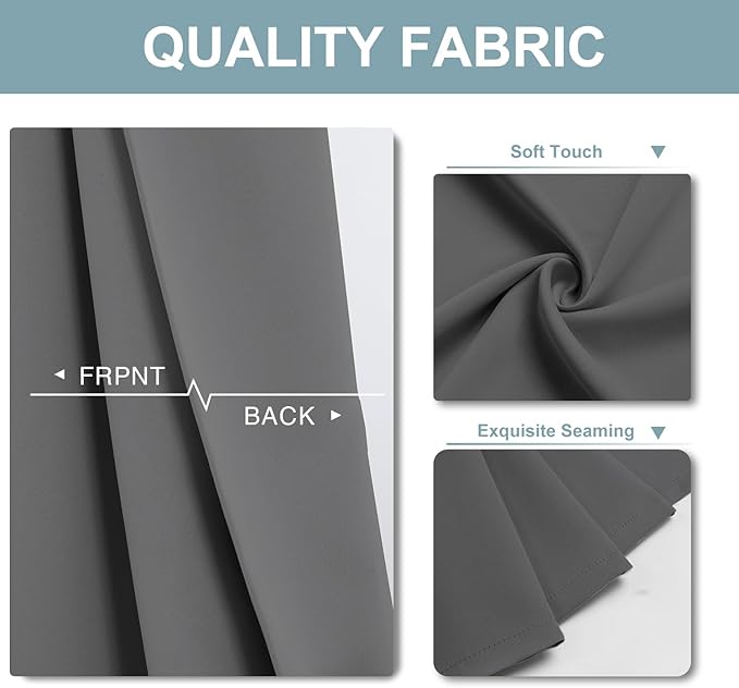 ChrisDowa Blackout Curtains 90 inches Long for Bedroom - 2 Panels Set Grommet Thermal Insulated Room Darkening Curtains for Living Room (Grey, 52 x 90 Inch) - Image 3