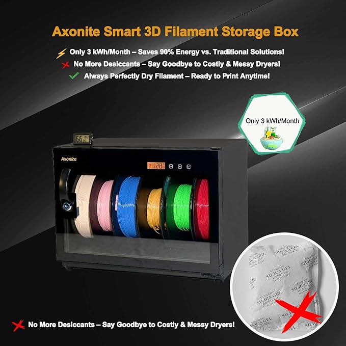 3D Printer Filament Storage Box, 6 Spool Capacity, Air Tight Dry Box with Humidity Control (20%-25% RH), Transparent Glass & Aluminum Alloy, Noiseless & Stackable Design for PLA/ABS/PETG - Image 8
